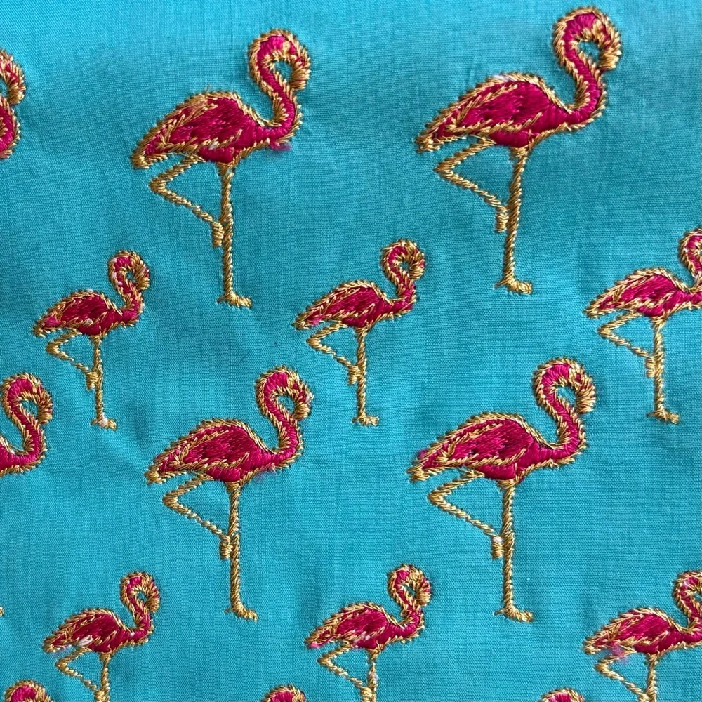 SHIRALEAH CHICAGO Satin Embroidered Flamingo Clutch Gold Chain Shoulder Bag - Picture 4 of 10